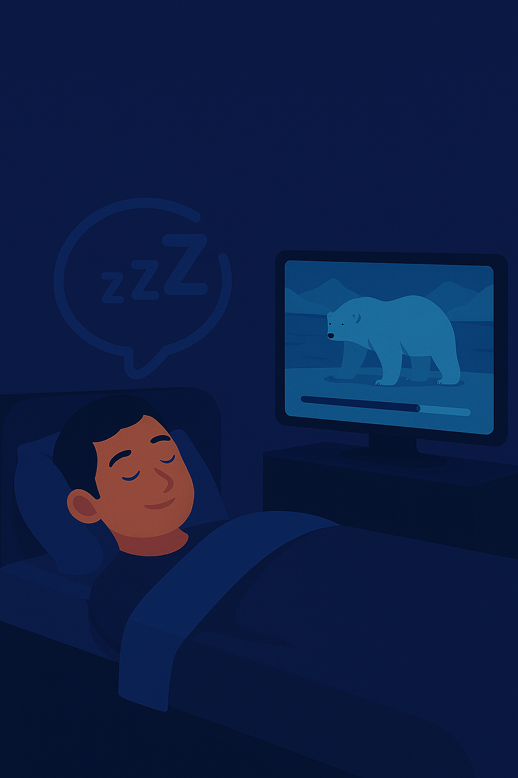 Person falling asleep while television plays